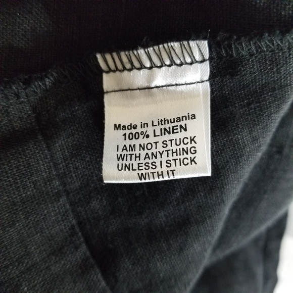 FLAX Black Linen Sleeveless Tunic Top Womens Sz S Pintuck Hem A-Line Langenlook - Picture 7 of 9